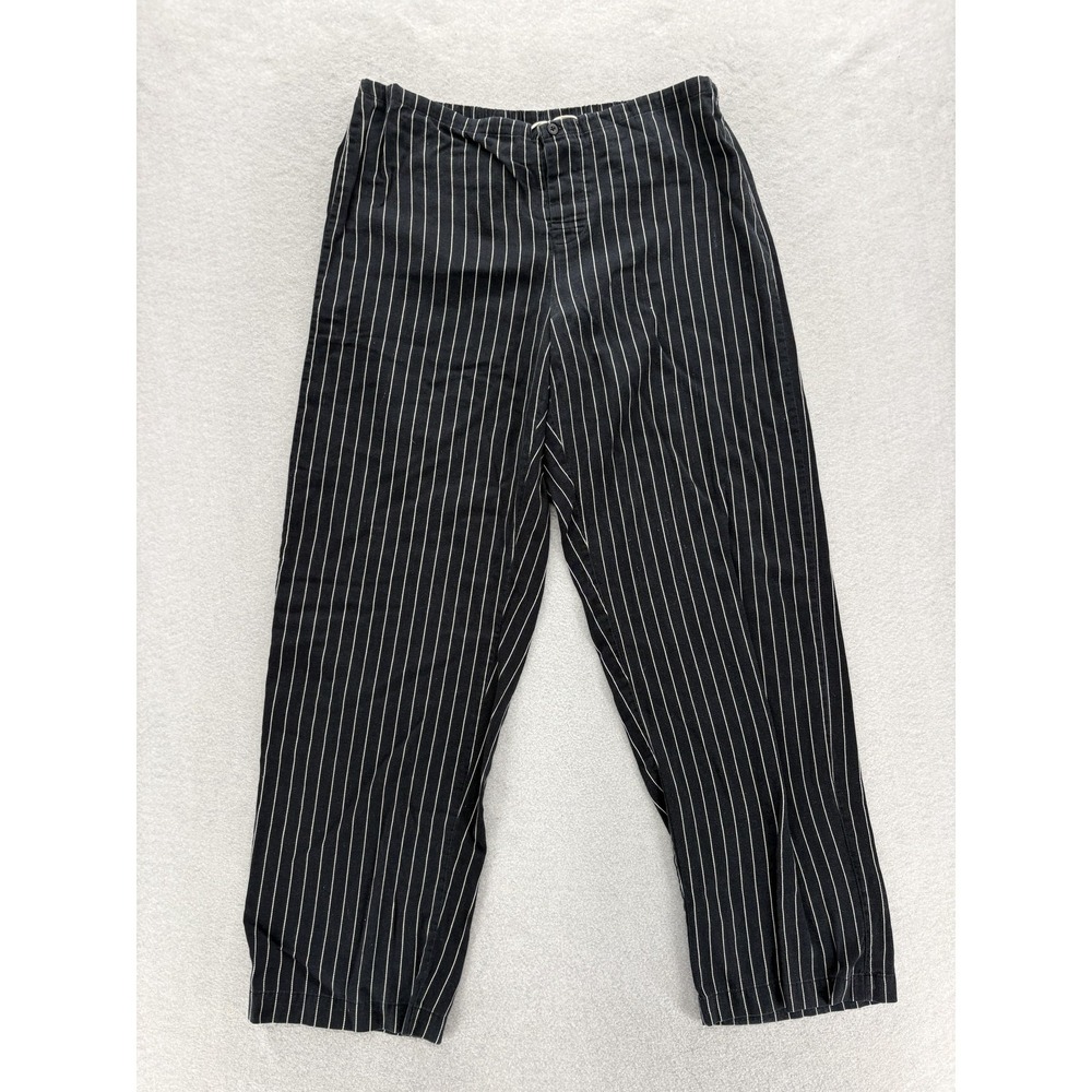 Lauren Essentials Pajama Pants Womens M Black Striped Cotton Light Purple Label - Picture 1 of 12